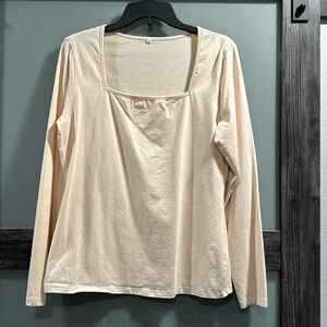 Boutique long sleeved square neck shirt. Cream in color, size XL.